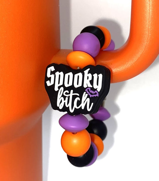 Spooky Bitch w/Purple Bat Stanley Tumbler Cup Handle Charm