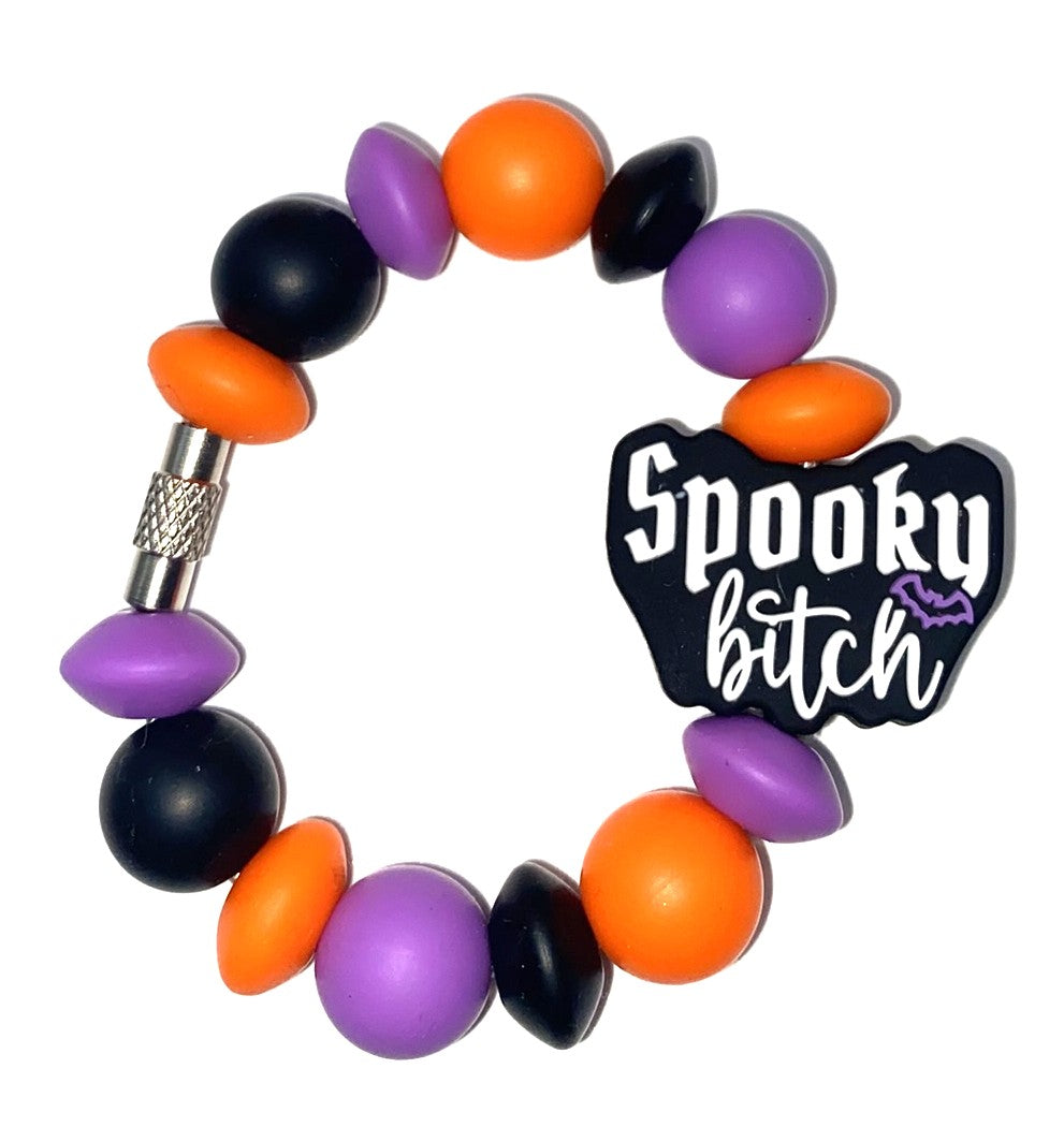 Spooky Bitch w/Purple Bat Stanley Tumbler Cup Handle Charm