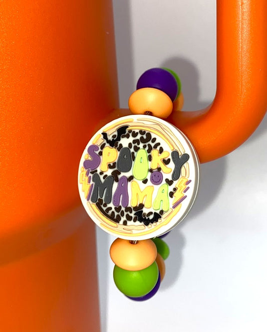 Spooky Mama Round Stanley Tumbler Cup Handle Charm
