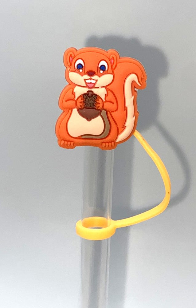 Fall Squirrel Orange w/Acorn Straw Topper