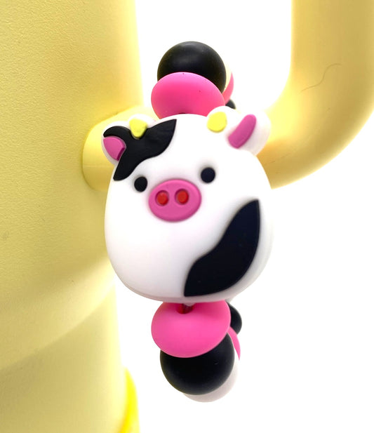 Squish Cow Black & White Stanley Tumbler Cup Handle Charm