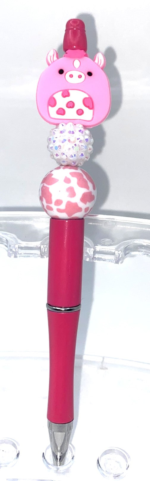 Pink Pig Squish Beaded Pen