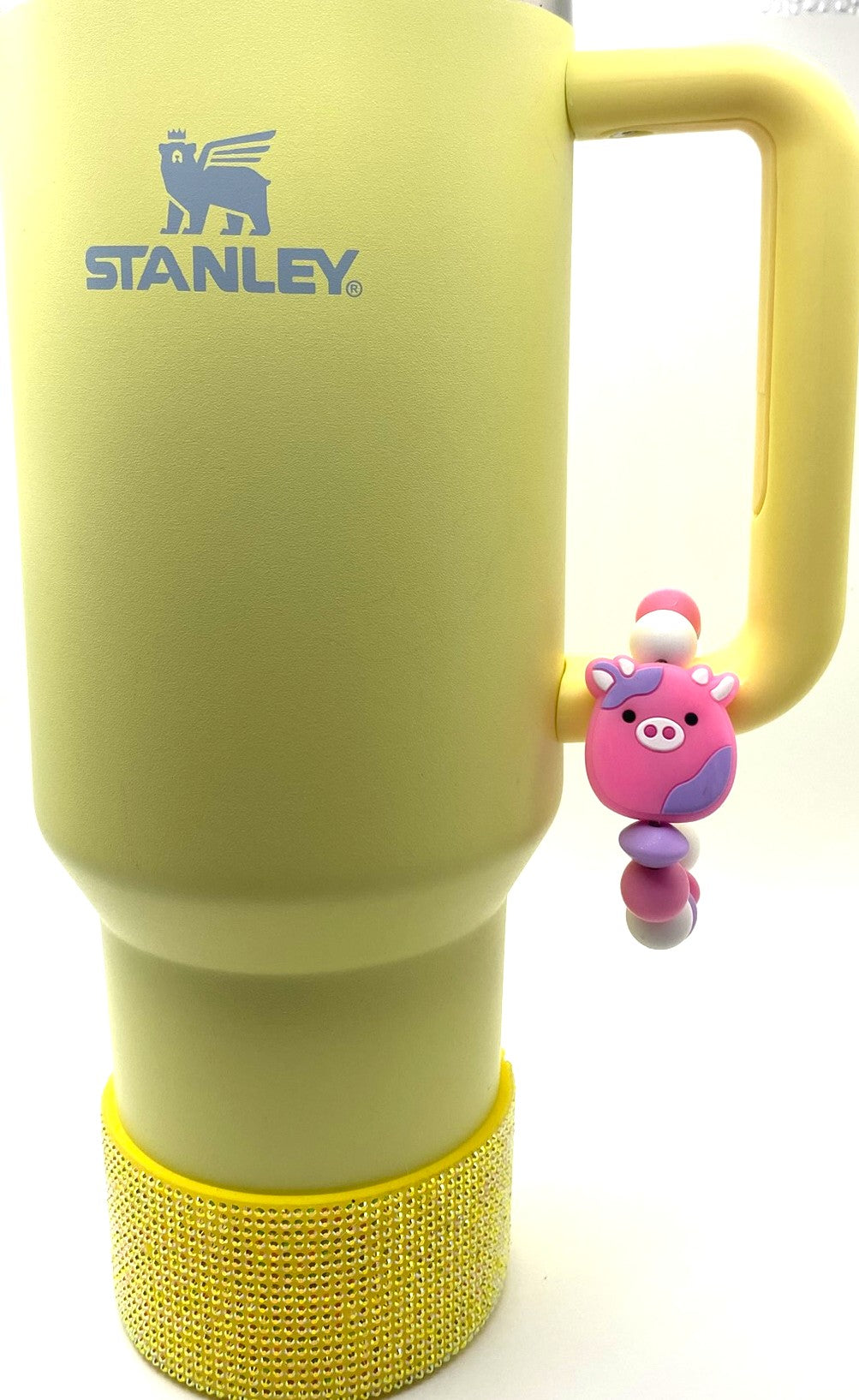 Squish Cow Pink & Purple Stanley Tumbler Cup Handle Charm