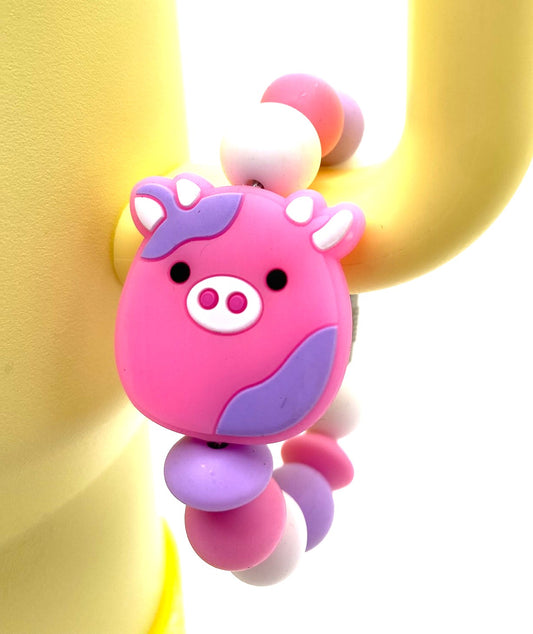 Squish Cow Pink & Purple Stanley Tumbler Cup Handle Charm