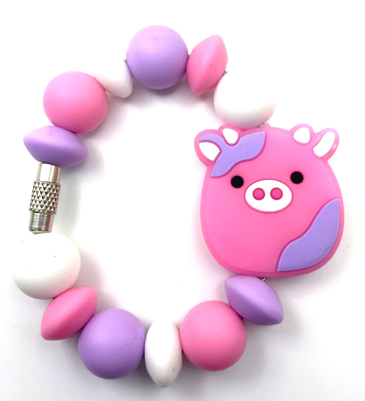 Squish Cow Pink & Purple Stanley Tumbler Cup Handle Charm