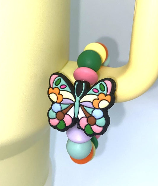 Stained Glass Butterfly Stanley Tumbler Cup Handle Charm