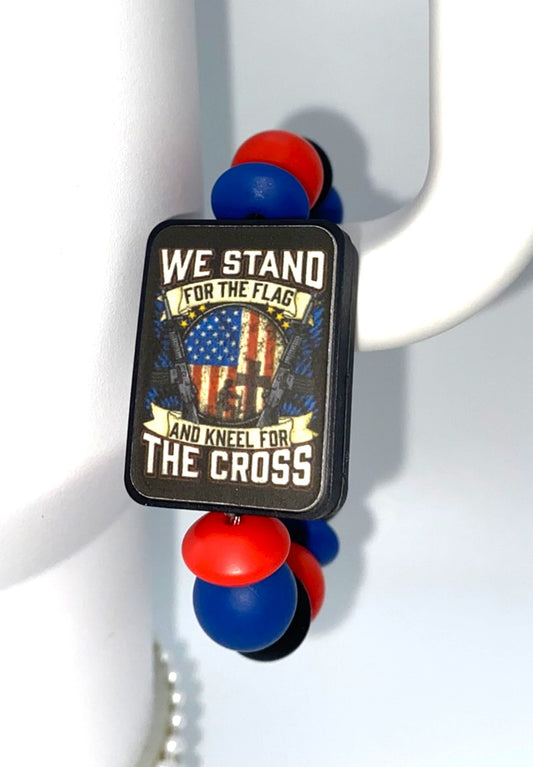 We Stand For The Flag And Kneel For The Cross Stanley Tumbler Cup Handle Charm