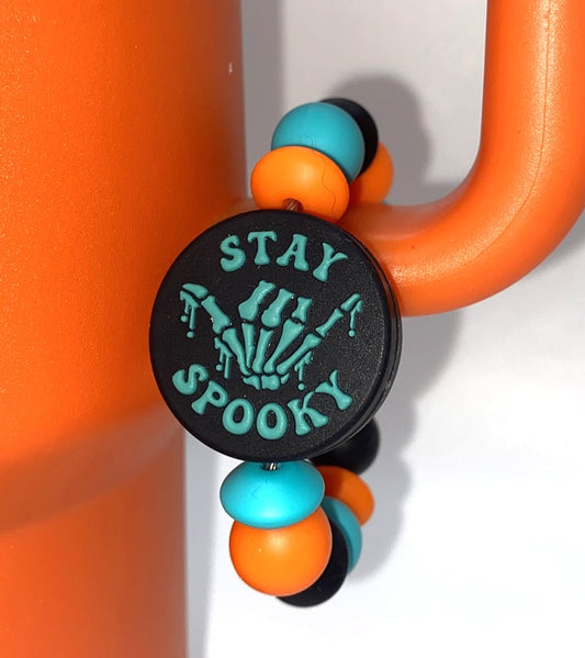 Stay Spooky Teal Skellie Hand Stanley Tumbler Cup Handle Charm