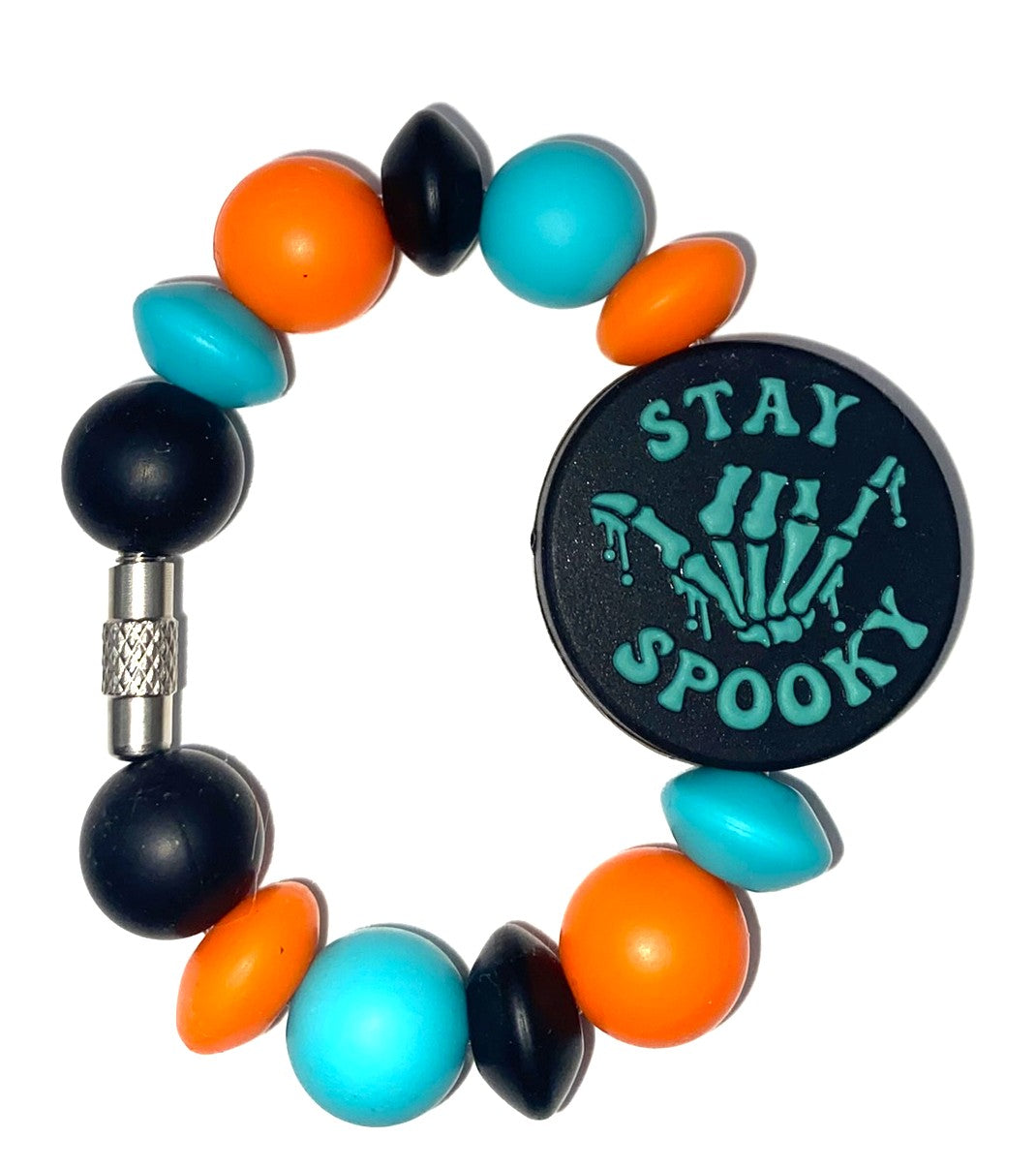 Stay Spooky Teal Skellie Hand Stanley Tumbler Cup Handle Charm