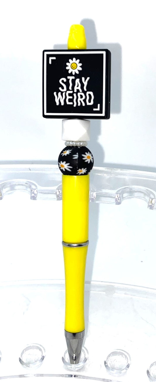 Stay Weird Daisy Beaded Pen