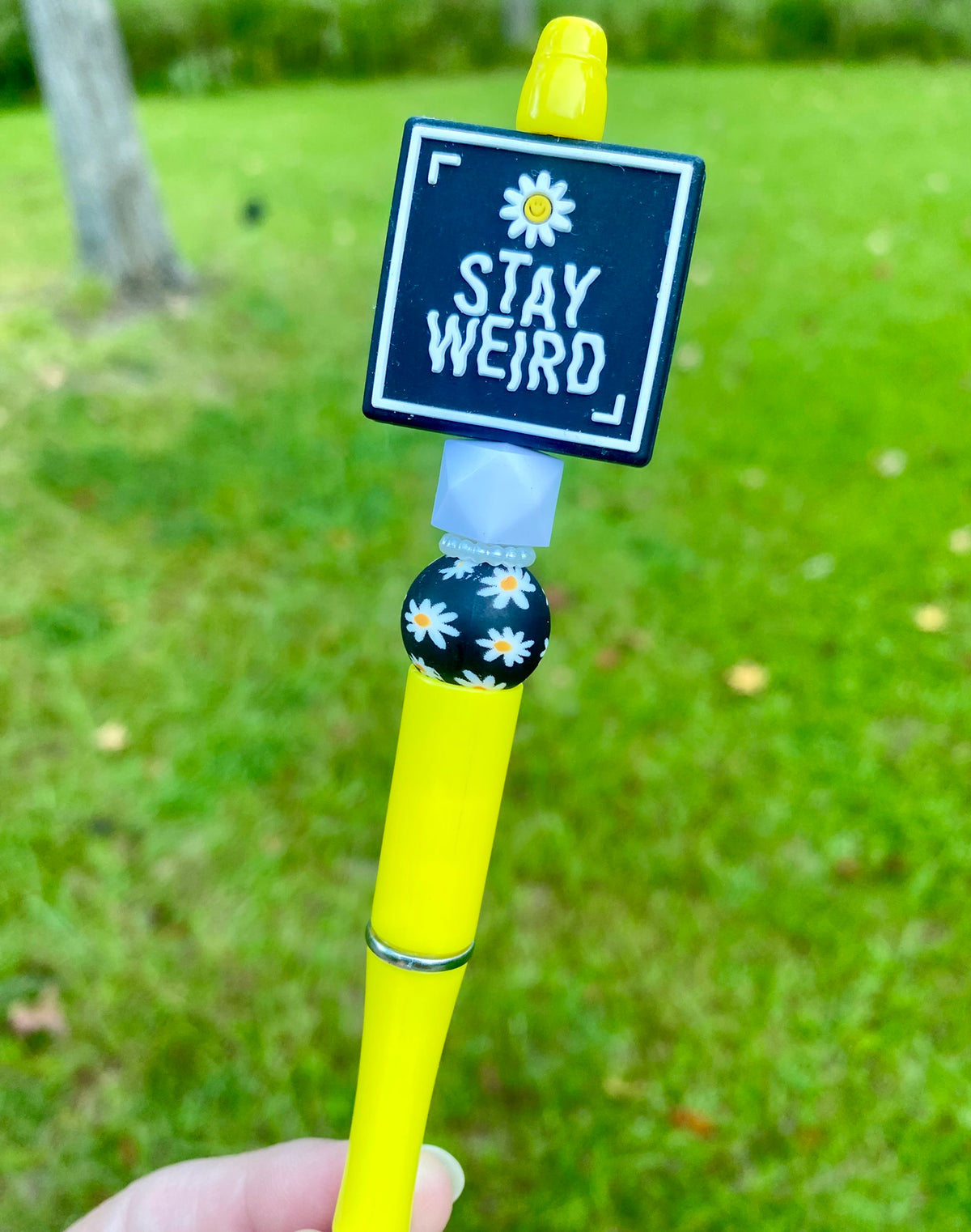 Stay Weird Daisy Beaded Pen