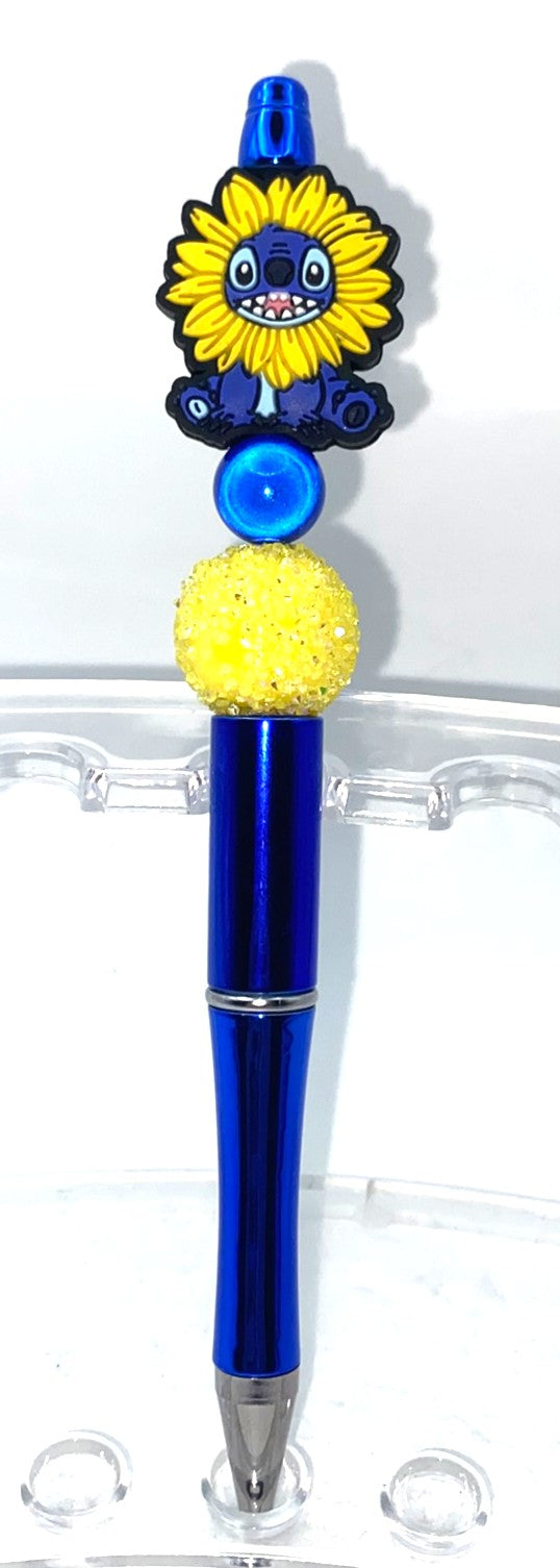 Sunflower Blue Alien Beaded Pen