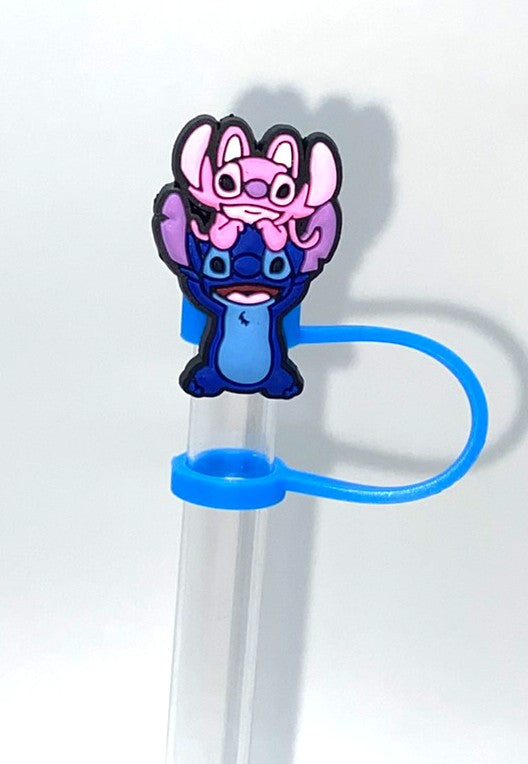 Blue Alien Pink Girl Alien Straw Topper