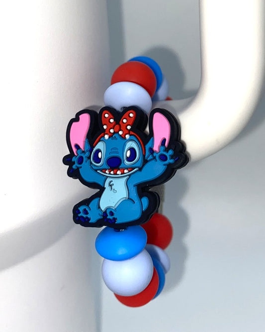 Blue Alien w/Red Bandana Bow Stanley Tumbler Cup Handle Charm