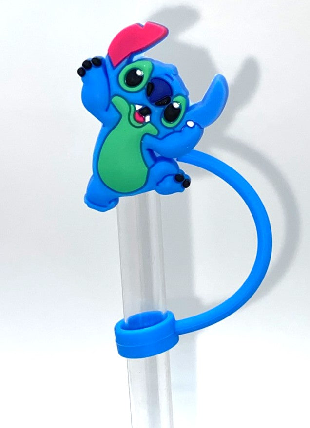 Blue Alien Celebrating Straw Topper
