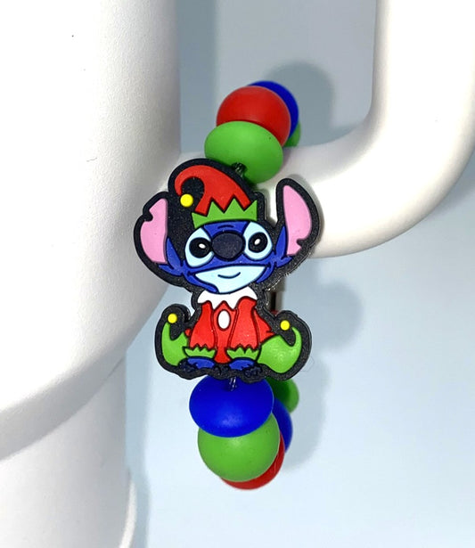 Blue Alien Santa's Helper Elf Christmas Stanley Tumbler Cup Handle Charm