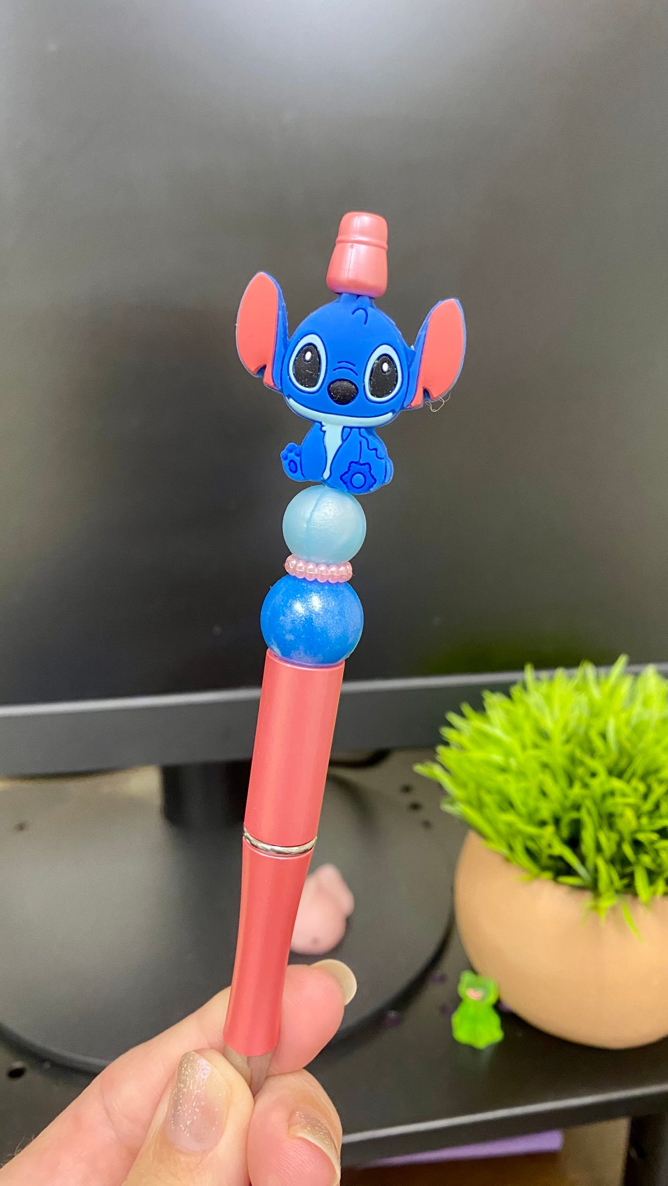 Blue Alien Beaded Pen