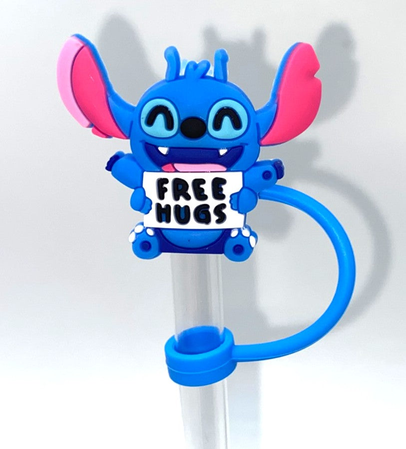 Blue Alien Free Hugs Straw Topper