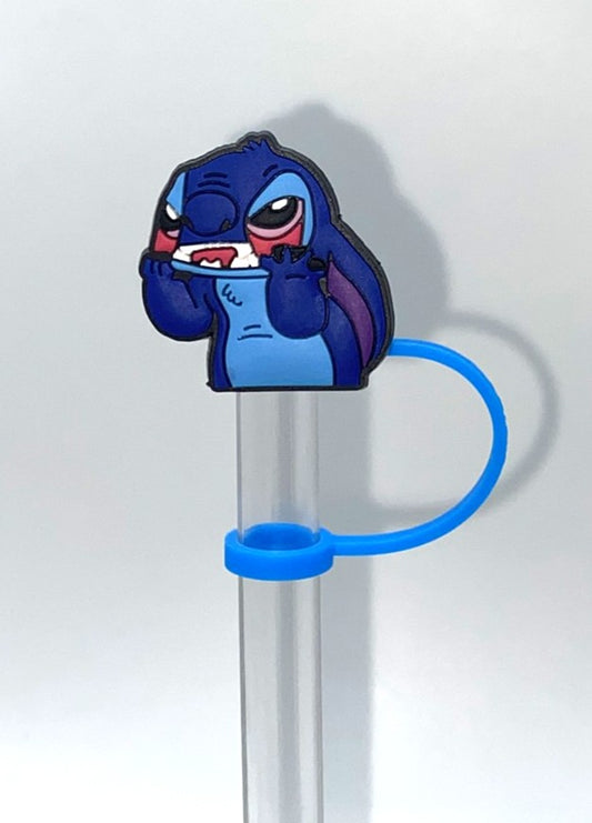 Blue Alien Hands On Face Straw Topper