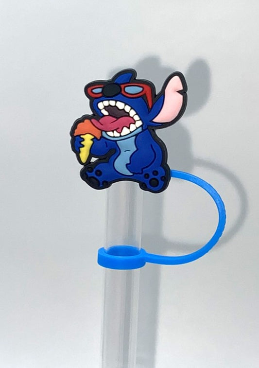 Blue Alien Eating Ice Cream Straw Topper