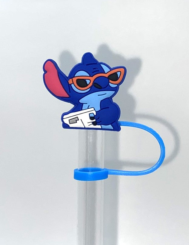 Blue Alien Reading Newspaper Straw Topper