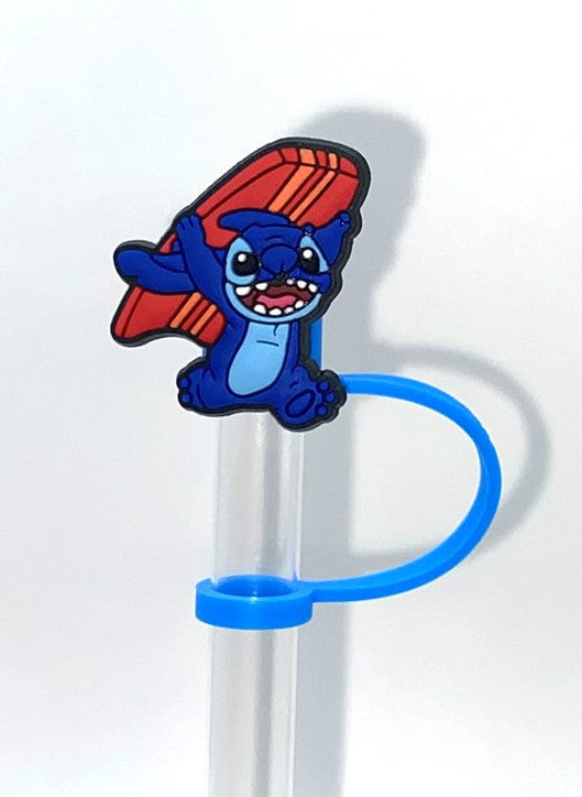 Blue Alien w/Surfboard Straw Topper