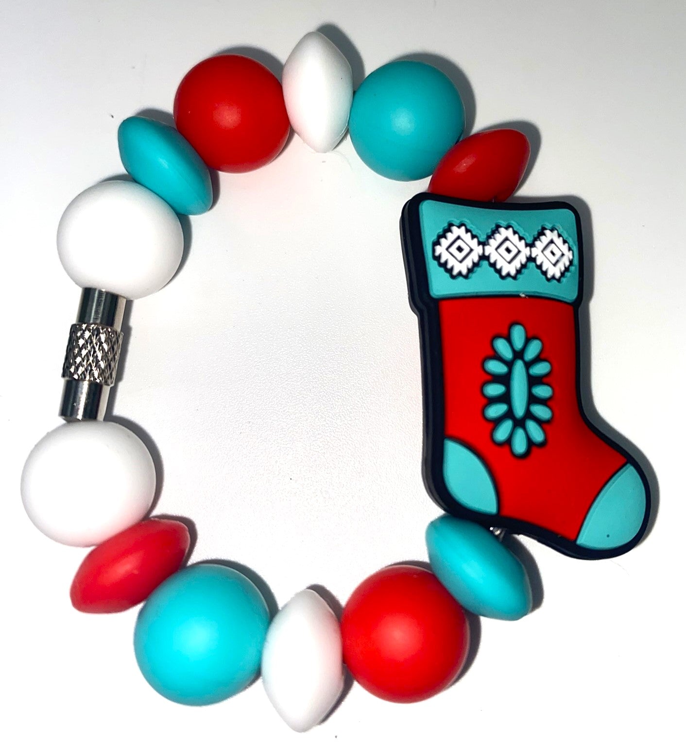 Western Christmas Stocking w/Turquoise Stanley Tumbler Cup Handle Charm