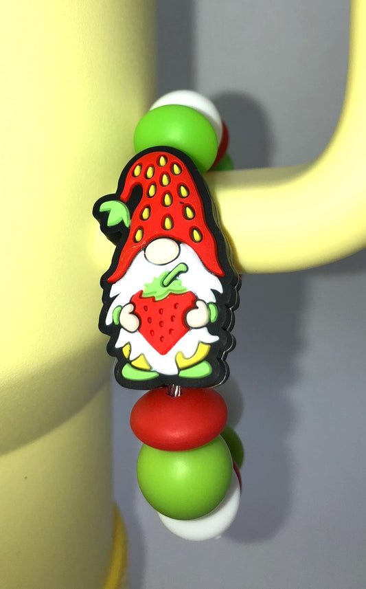 Strawberry Gnome Stanley Tumbler Cup Handle Charm