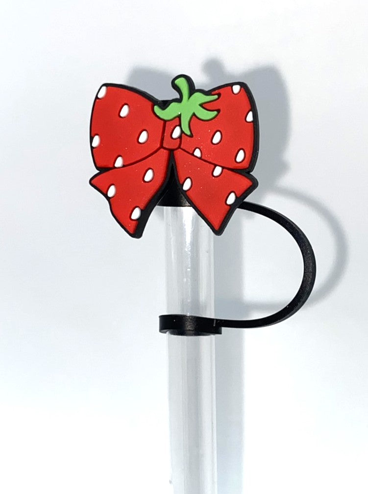 Strawberry Bow Straw Topper