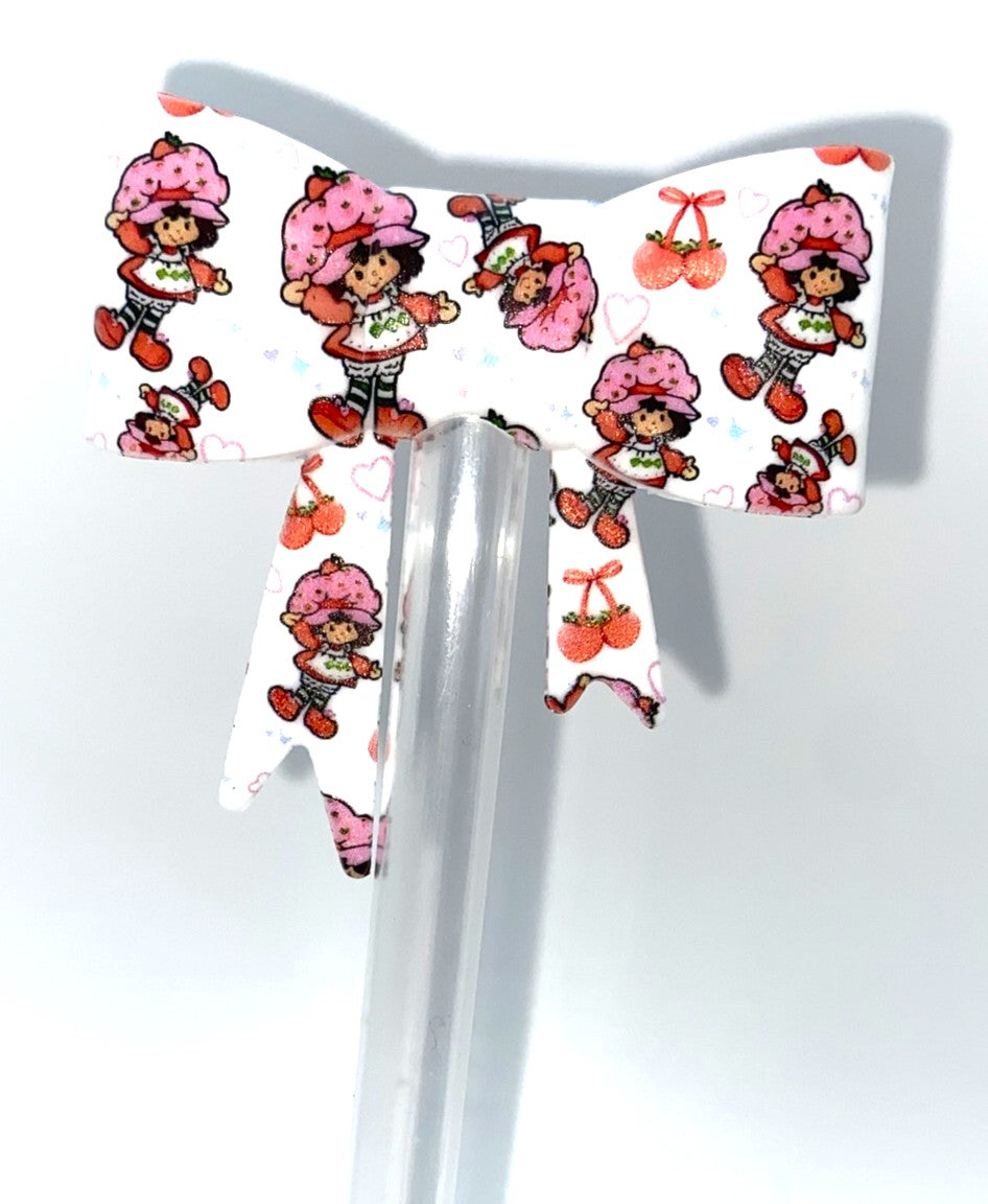Strawberry Doll Bow Straw Topper