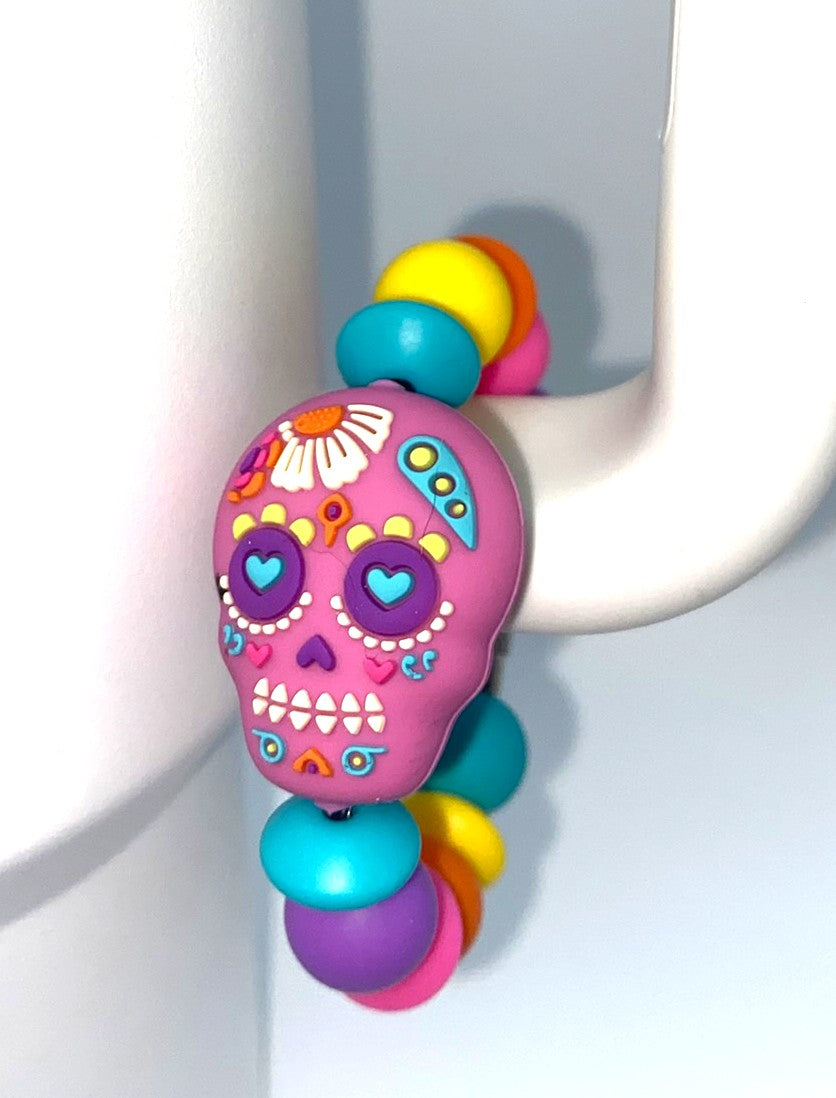 Sugar Skull Pink 3D Stanley Tumbler Cup Handle Charm