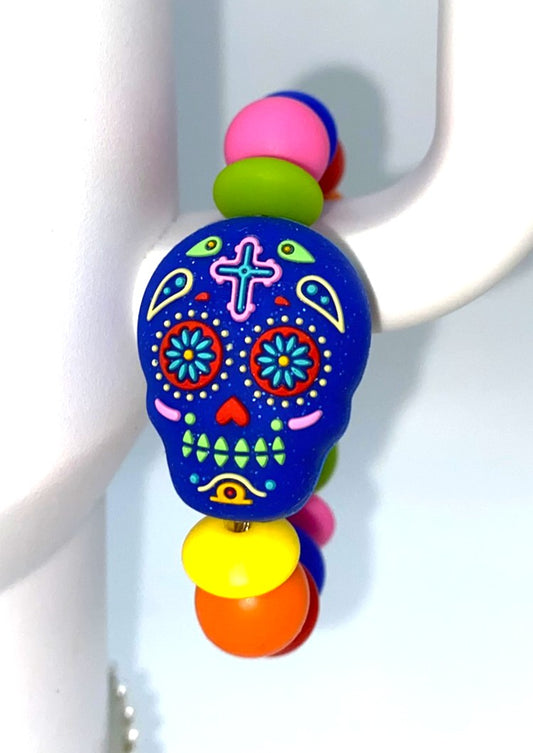 Sugar Skull Blue Stanley Tumbler Cup Handle Charm