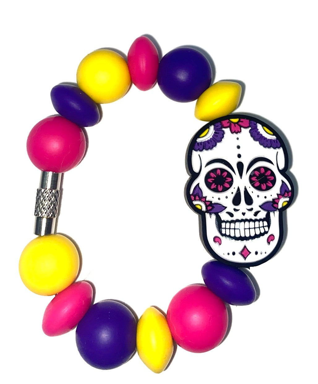 Sugar Skull White, Pink & Purple Stanley Tumbler Cup Handle Charm