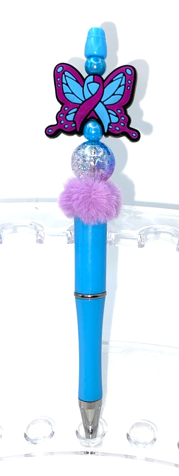 Suicide Awareness Ribbon Butterfly Beaded Pen