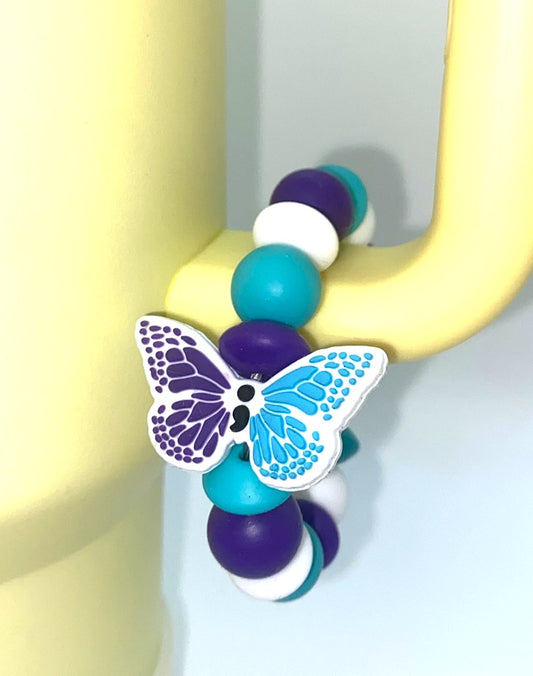 Suicide Awareness Ribbon Butterfly Stanley Tumbler Cup Handle Charm