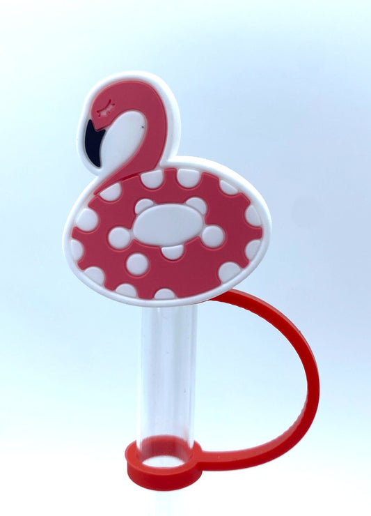 Flamingo Polka Dot Pool Floatie Straw Topper