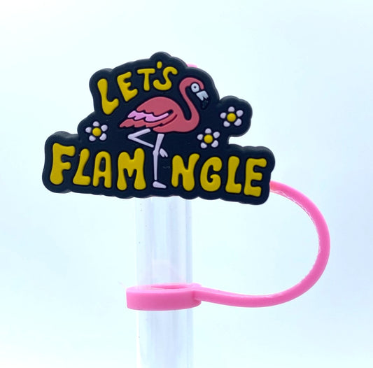 Let's Flamingle Pink Flamingo Straw Topper