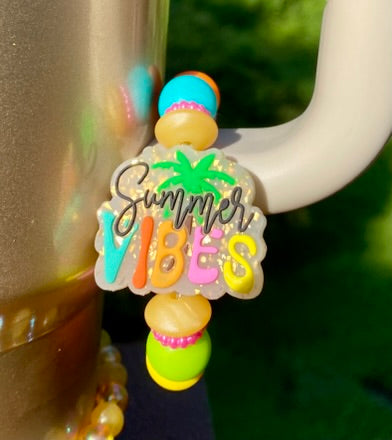 Summer Vibes Glitter Stanley Tumbler Cup Handle Charm