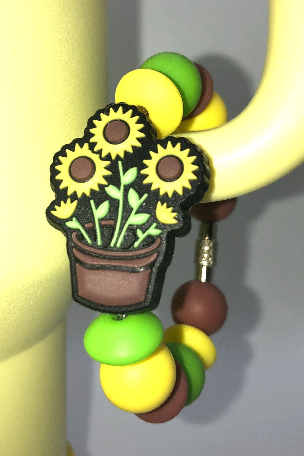 Yellow Sunflower Bouquet In Pot Stanley Tumbler Cup handle Charm