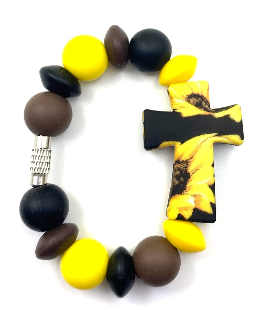 Sunflower Floral Cross Stanley Tumbler Cup Handle Charm