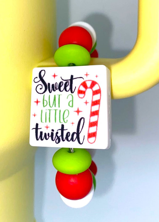 Sweet But A Little Twisted Funny Christmas Stanley Tumbler Cup Handle Charm