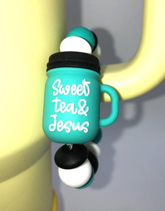 Sweet Tea & Jesus Mason Jar Stanley Tumbler Cup Handle Charm