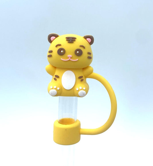 Yellow Tabby Cat 3D Straw Topper