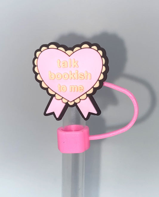 Talk Bookish To Me Heart Bookmark Straw Topper