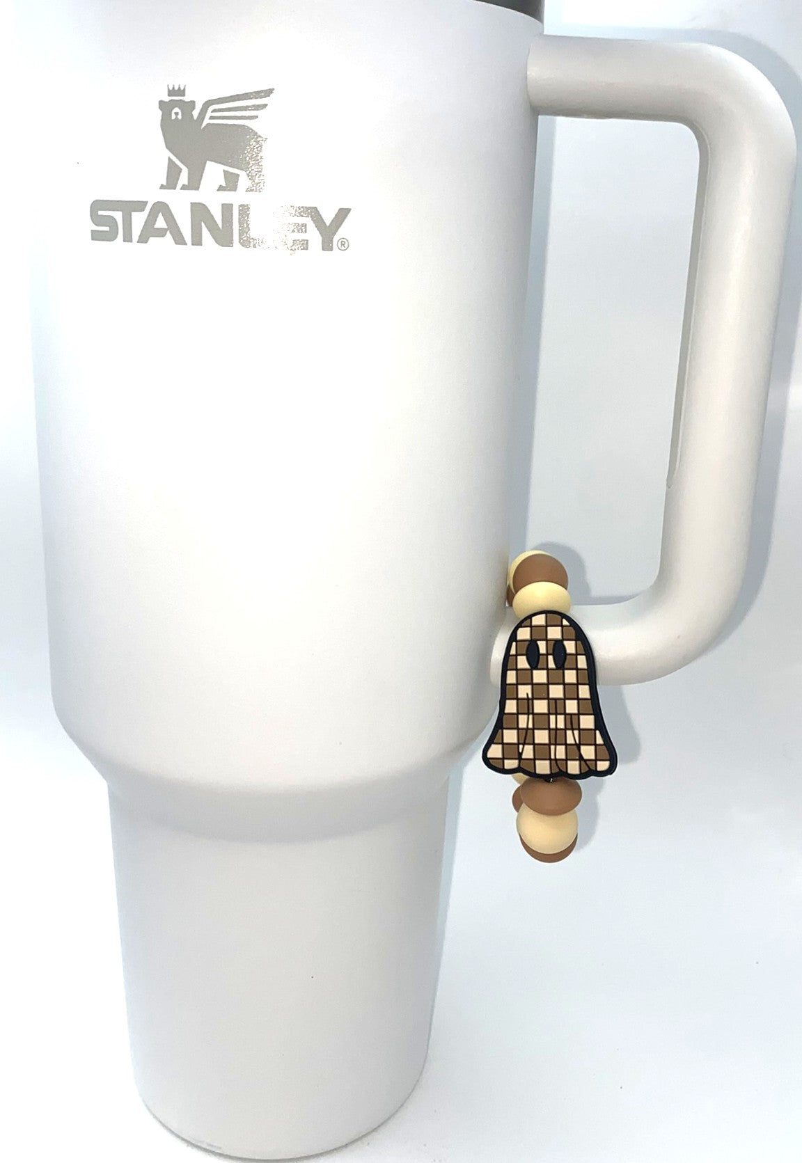 Tan Checkered Ghost Fall Stanley Tumbler Cup Handle Charm