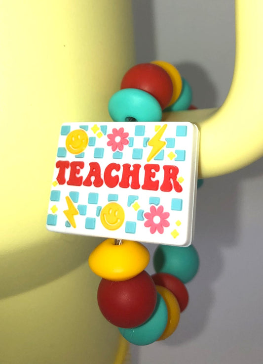 Teacher Checkerboard Stanley Tumbler Cup Handle Charm