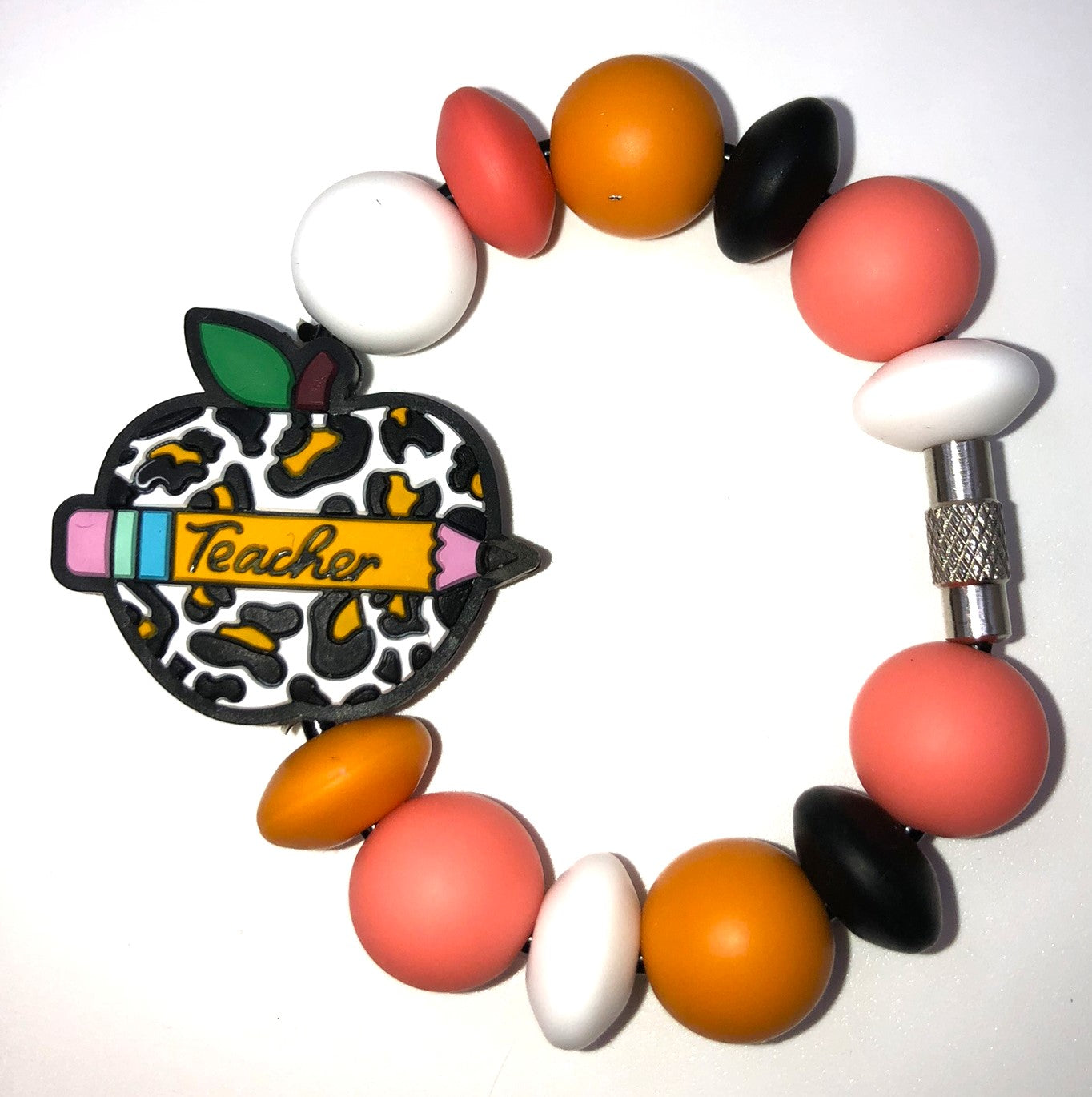 Teacher Leopard Print Apple Stanley Tumbler Cup Handle Charm