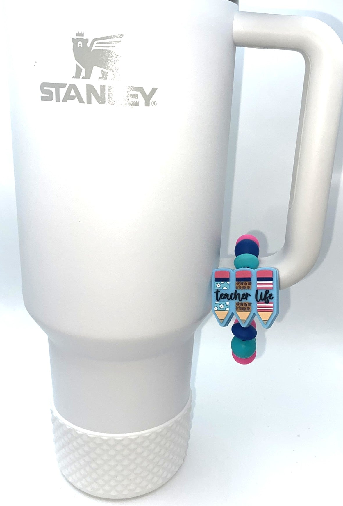 Teacher Life Pencils Blue Stanley Tumbler Cup Handle Charm