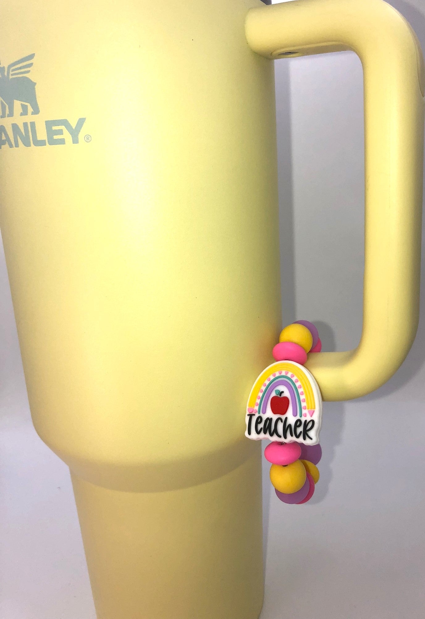 Teacher Rainbow w/Apple Stanley Tumbler Cup Handle Charm