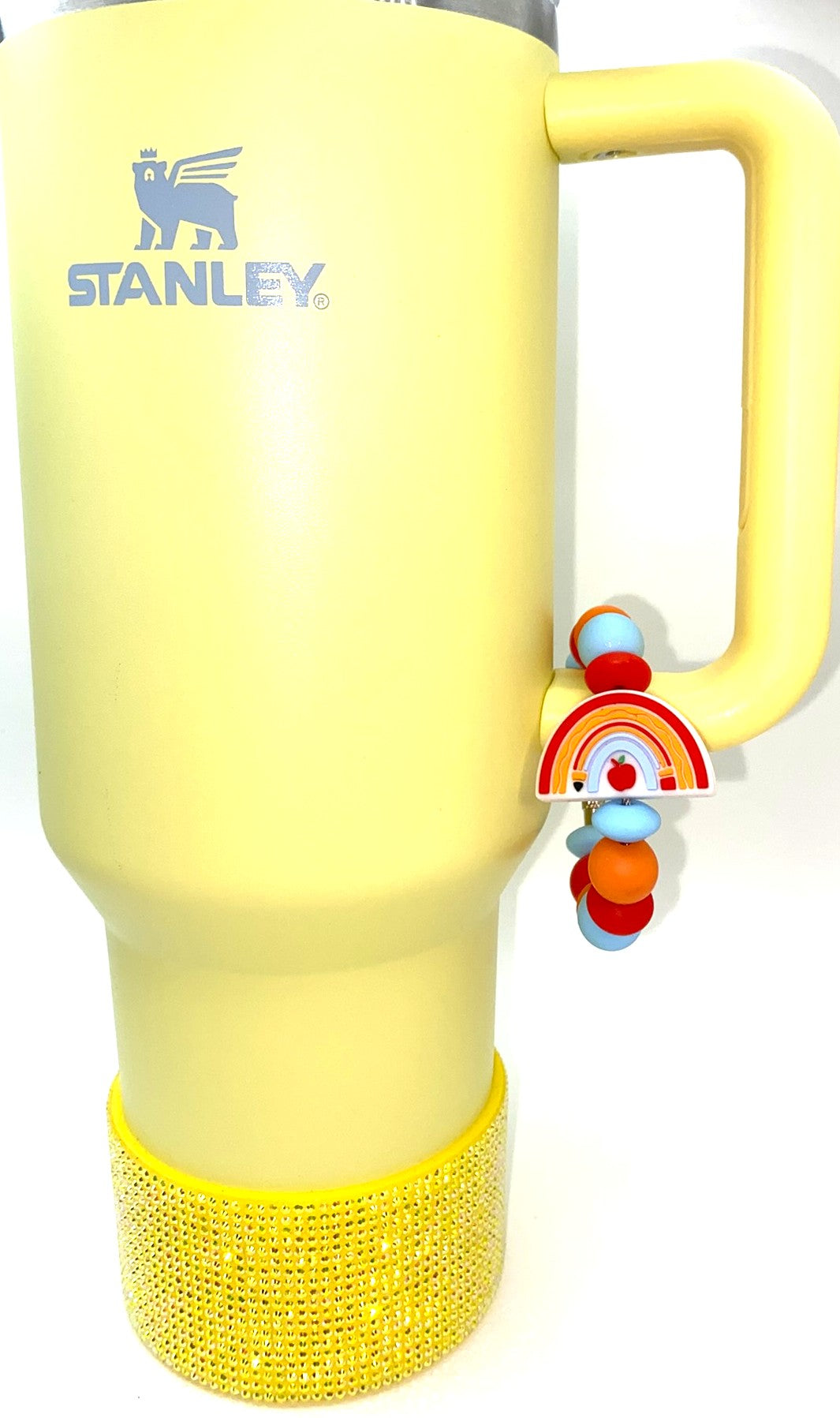 Teacher Pencil Rainbow w/Apple Stanley Tumbler Cup Handle Charm